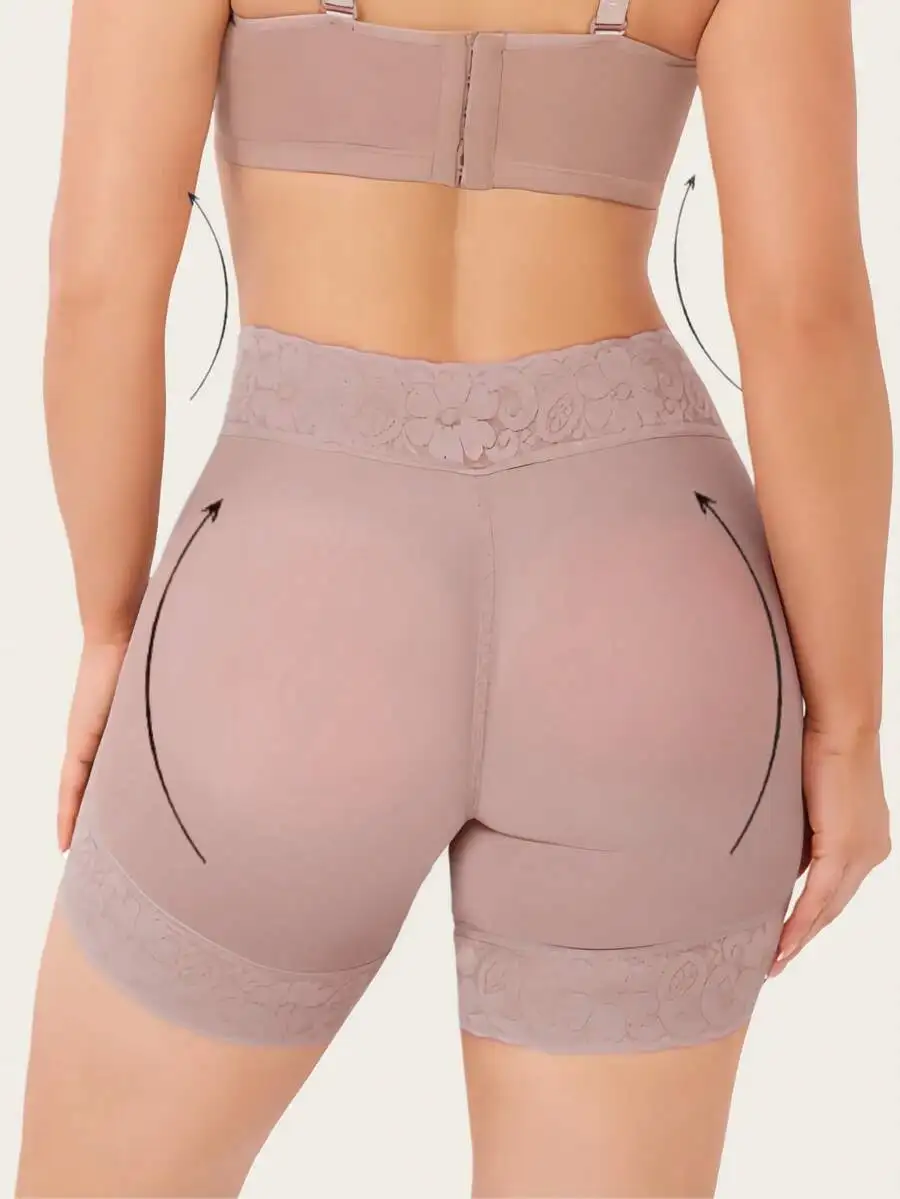 Yoga Fitness Wear - Women's High-Waisted Lace Trim Shapewear Pants