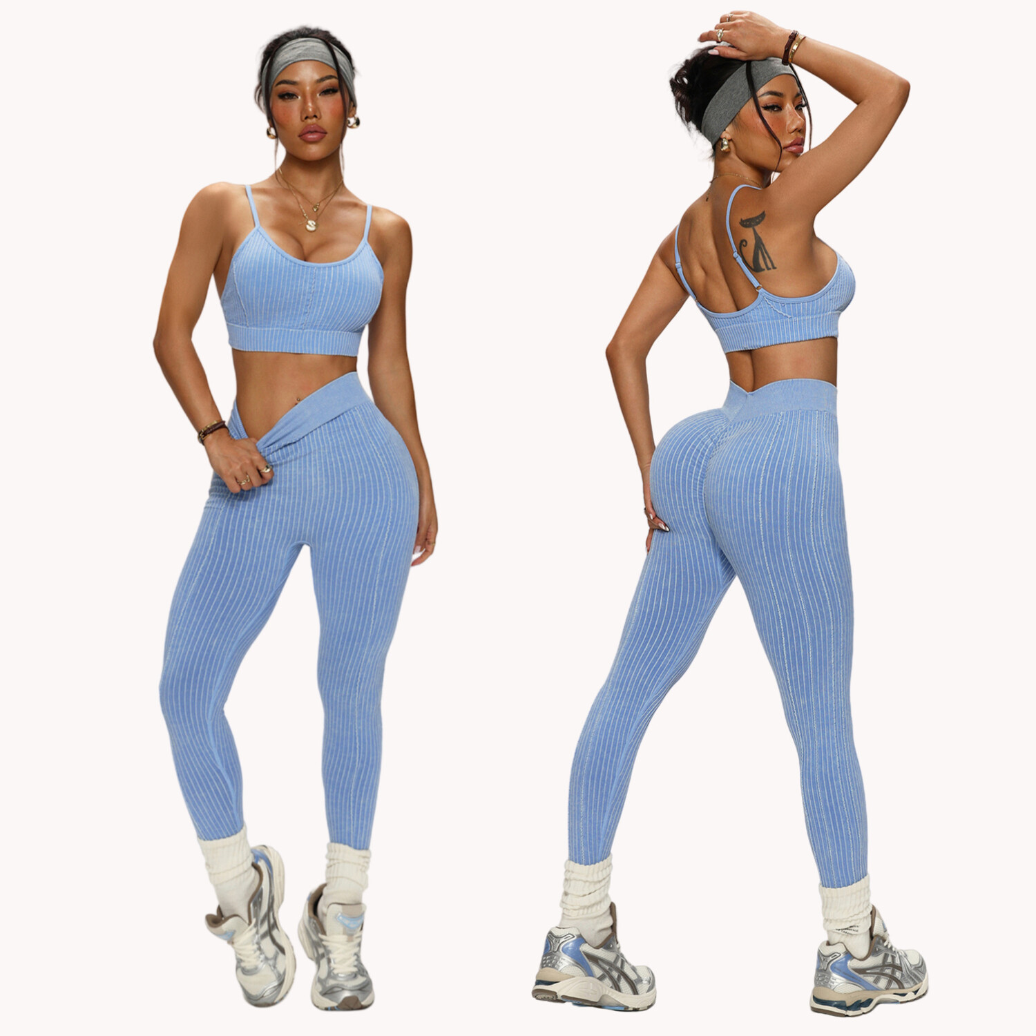 Yoga Y Fitness - Women's Seamless Yoga Pants Set Sand