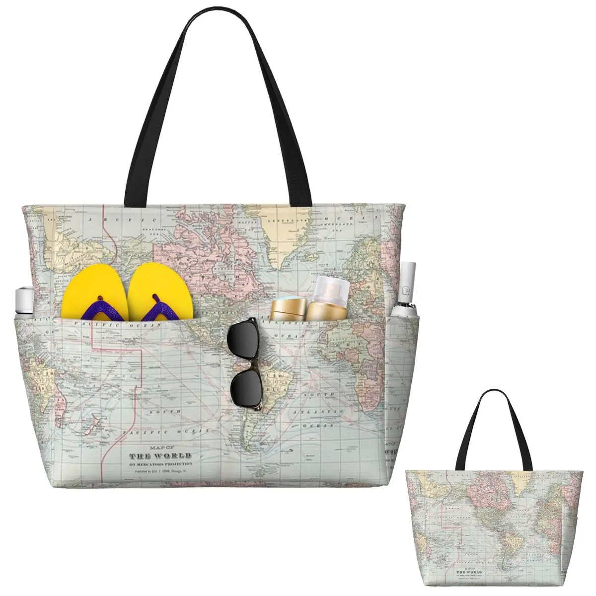 Vintage World Map 1901 Beach T - Yoga Fitness World recensione e prezzo