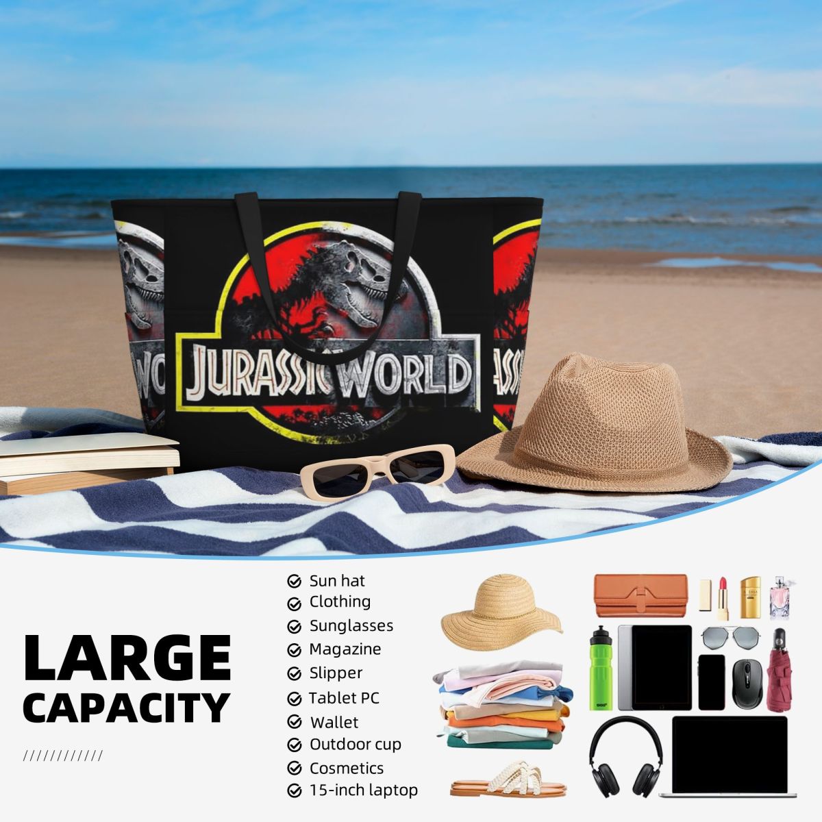 Jurassic World Beach Tote Bag  - Yoga Fitness World recensione e prezzo